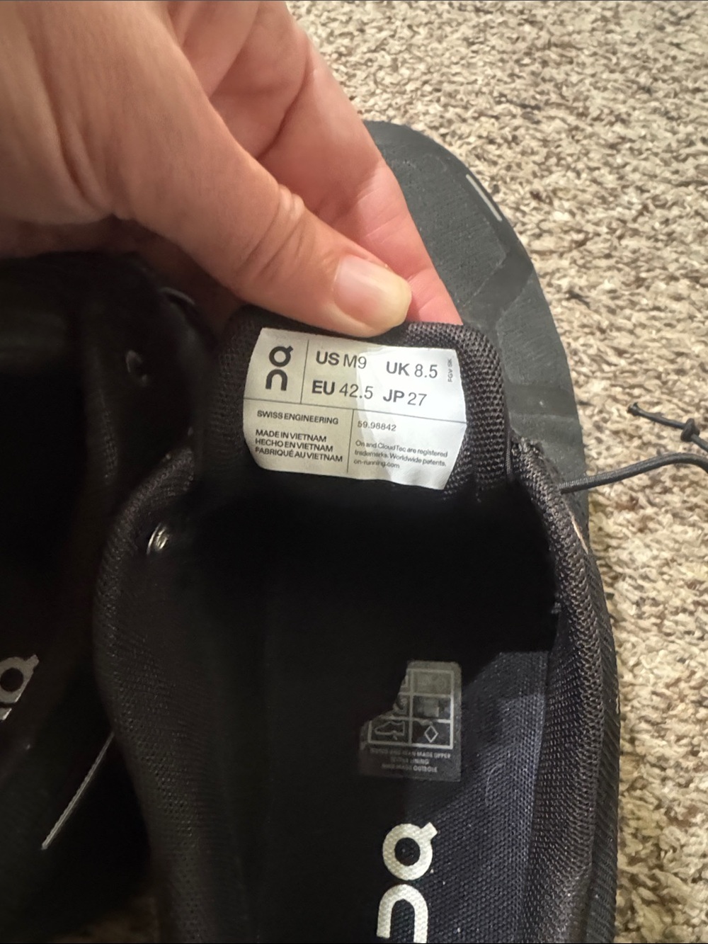 On Running Men's Black Athletic Sneakers with Subtle Gray Accents - Picture 11 of 13